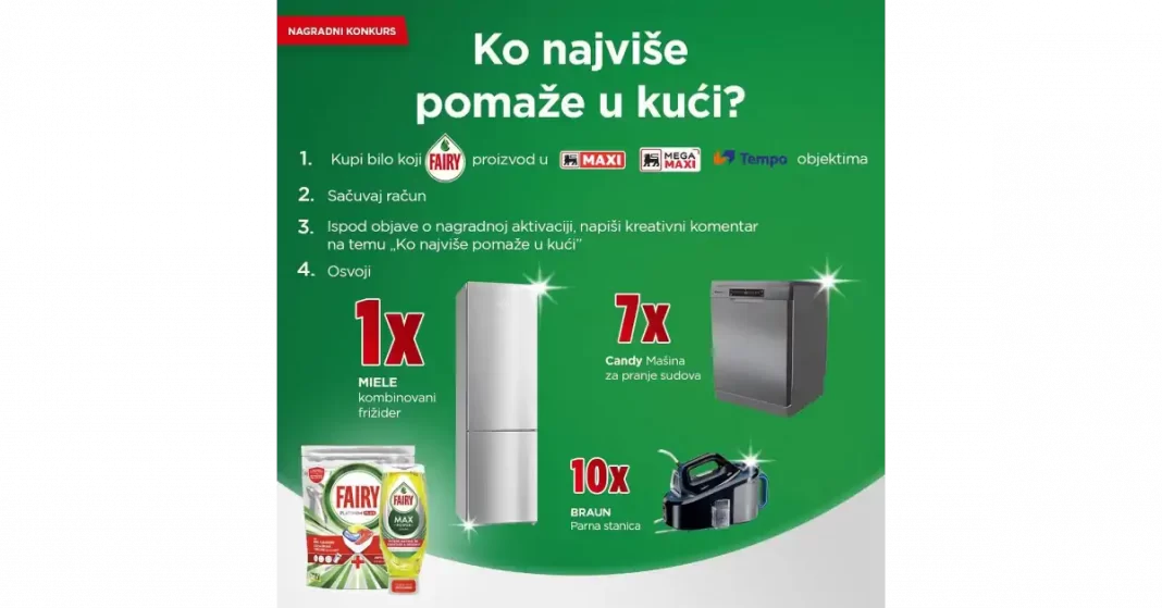 Fairy nagradna igra 2022: Nagrade uz Fairy u Maxi, Mega Maxi, Tempo, Shop&Go u septembru
