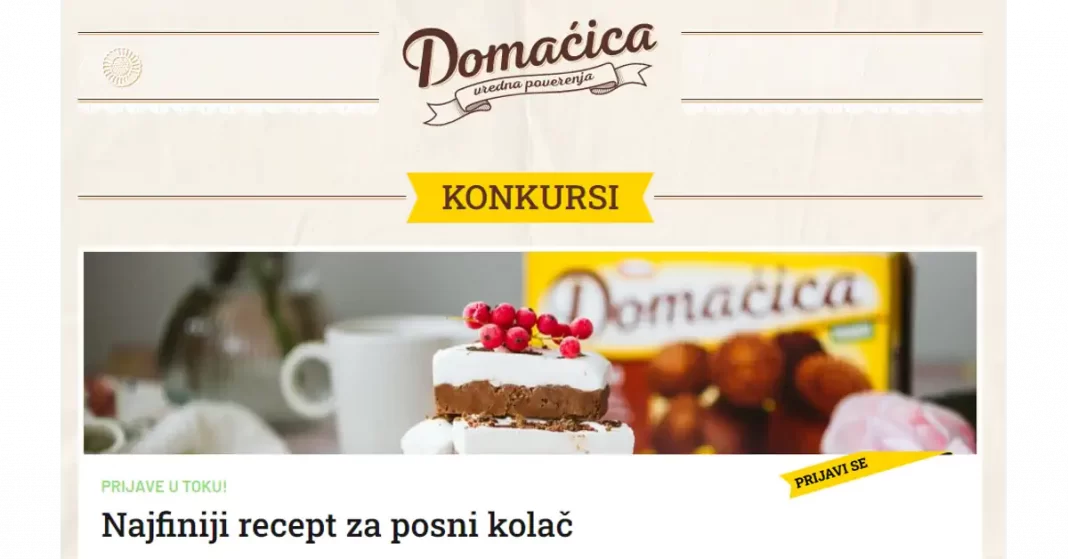 Domaćica nagradni konkurs: novembar Najfiniji recept za posni kolač