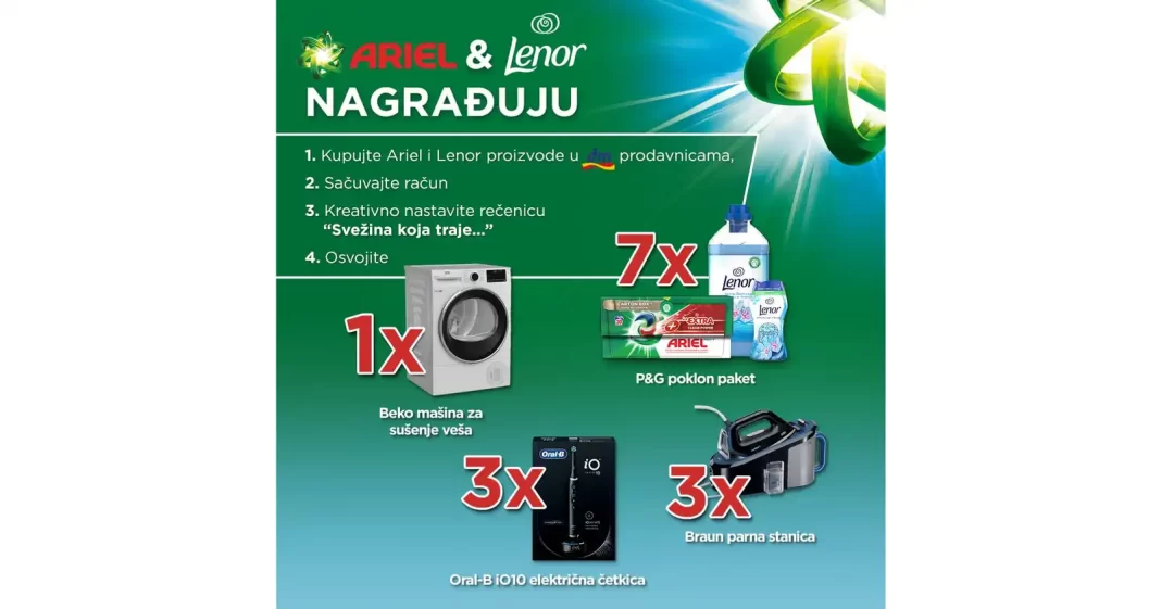 Lenor i Ariel nagradna igra 2023: Ariel i Lenor nagrađuju