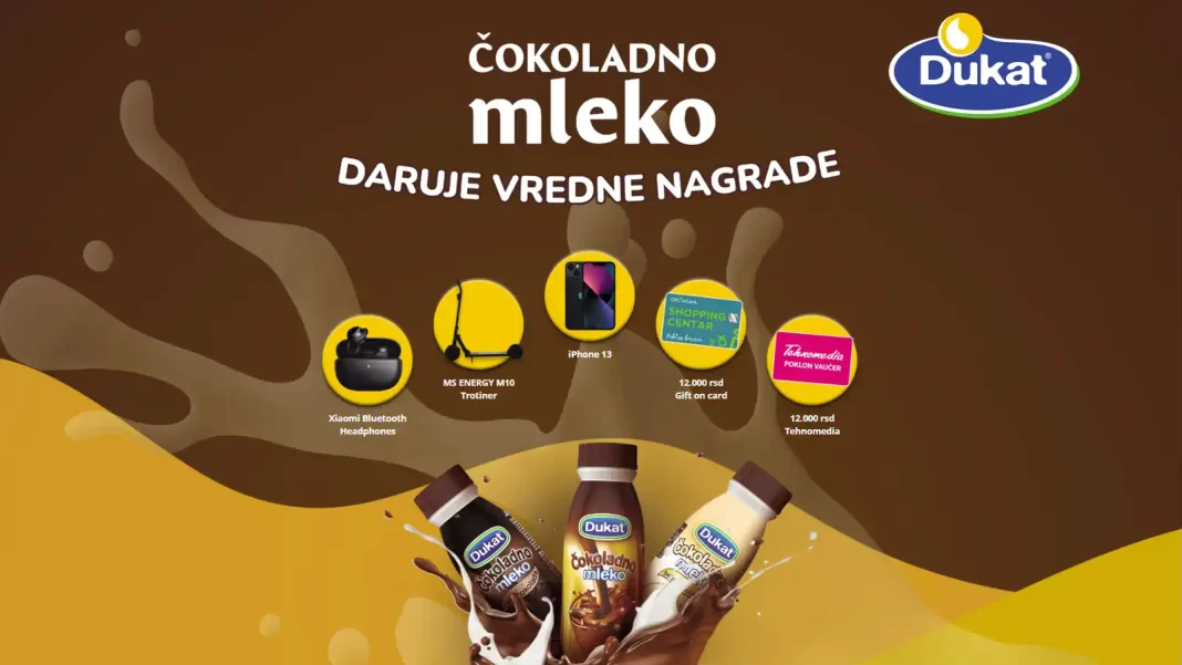 Dukat nagradna igra 2023: Čokoladno mleko Dukat daruje vredne nagrade