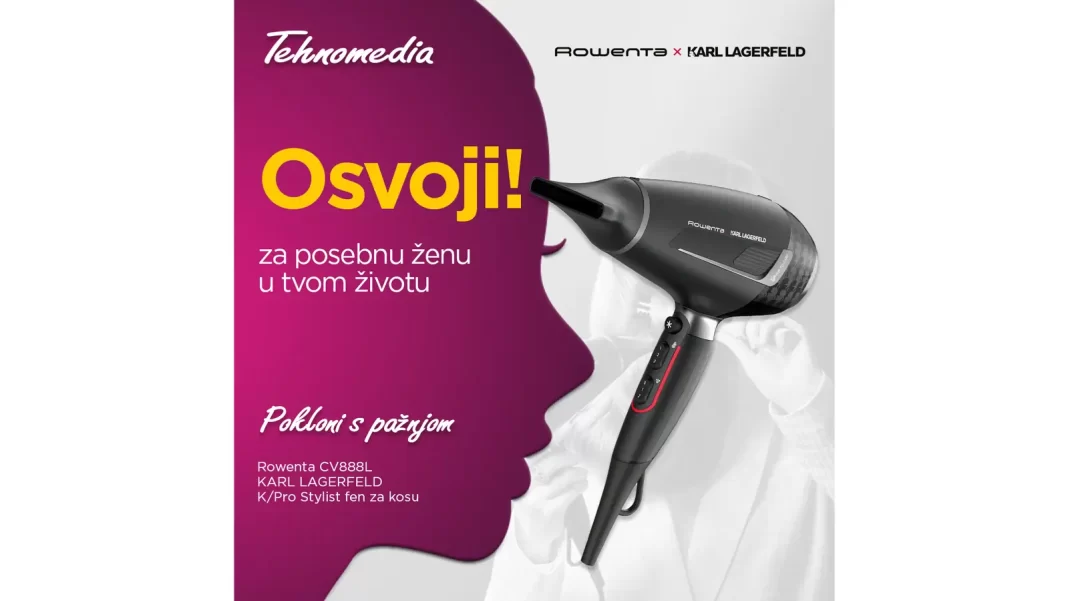 Tehnomedia nagradna igra 2024: Osvoji Rowenta CV888L KARL LAGERFELD K/Pro Stylist fen