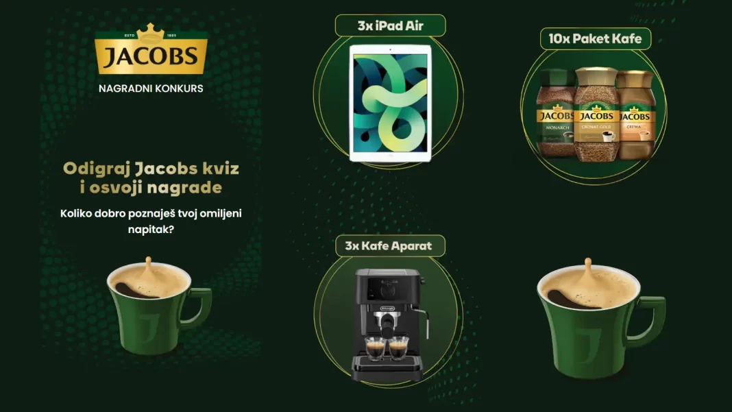 Jacobs nagradna igra 2024: Kviz kafe Jacobs Jacobs nagradna igra 2024: Kviz kafe Jacobs