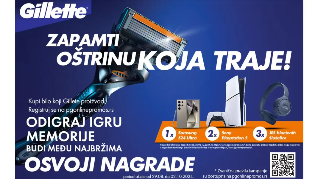 Gillete nagradna igra u Maxi, Mega Maxi i Shop&Go