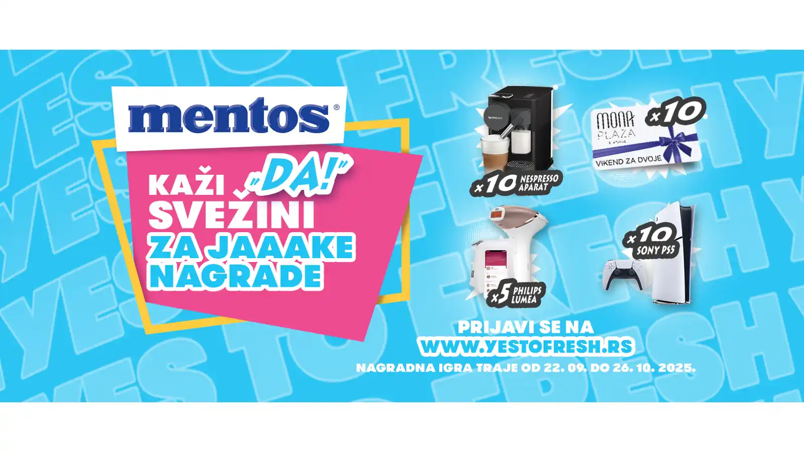 Mentos nagradna igra 2025: Kaži DA svežini za jake nagrade