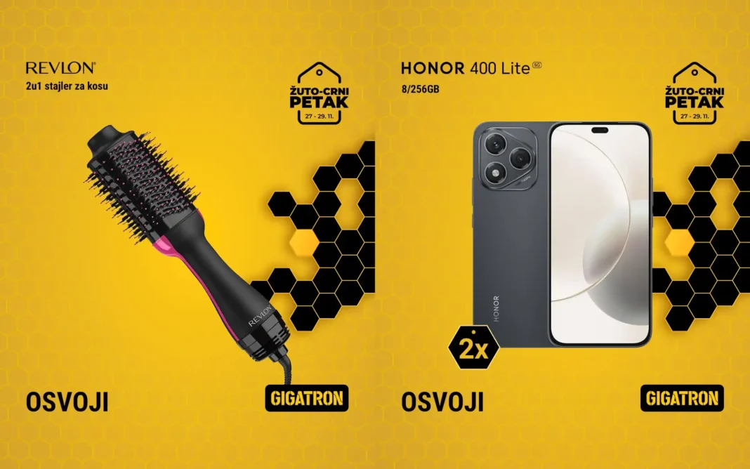 Gigatron zimski nagradni konkursi na Instagramu za mobilni telefon i REVLON Classic stajler traju do 2.12.2025.