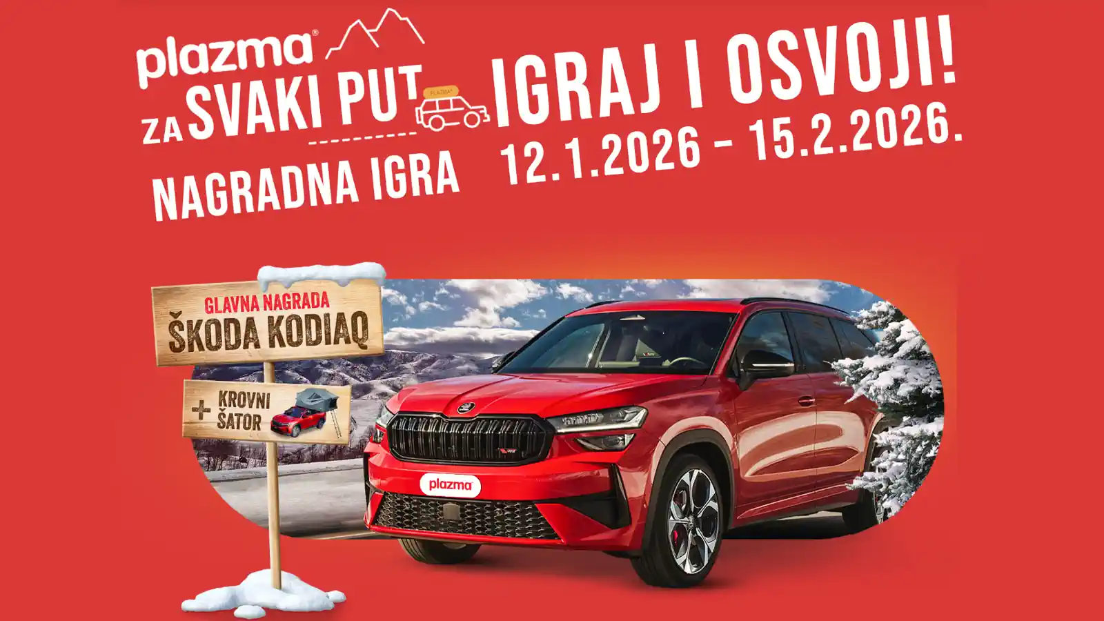 Plazma nagradna igra 2026 za automobil Škoda Kodiaq