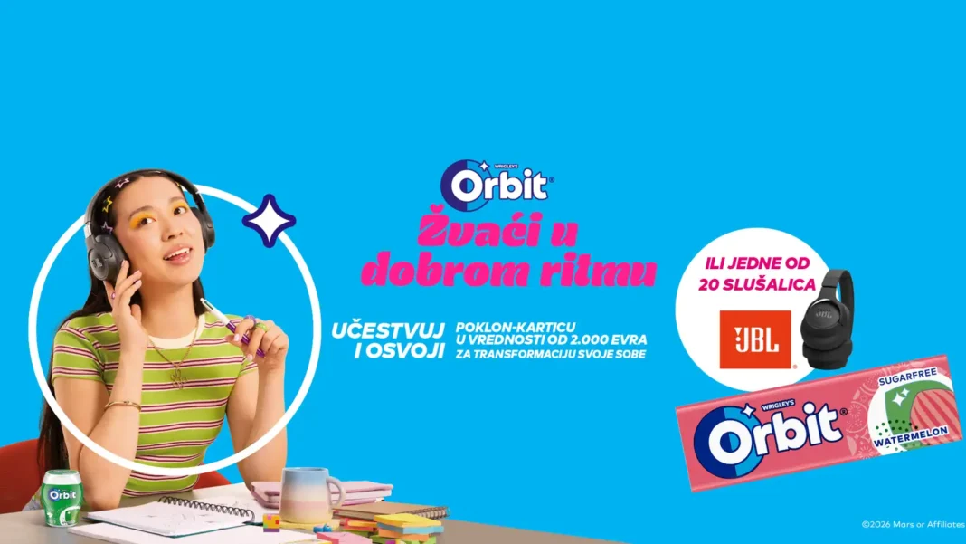 Orbit nagradna igra 2026: Orbit Žvaći u dobrom ritmu Orbit nagradna igra za glavnu nagradu IKEA karticu od 2000 evra i 20 JBL slušalica