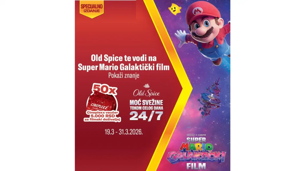 Old Spice nagradna igra: Old Spice Super Mario x Mercator Old Spice nagradna igra: Old Spice te vodi na Super Mario Galaktički film