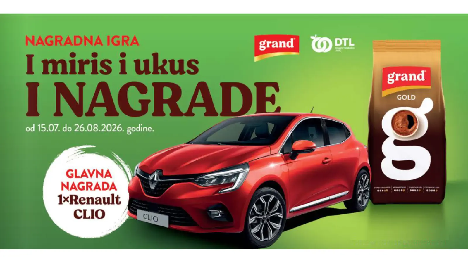 Grand kafa nagradna igra 2026 za automobil Renault CLIO