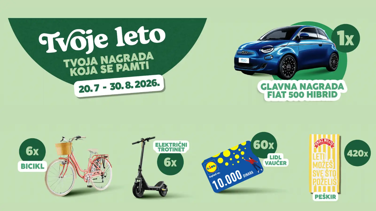 Knjaz Miloš nagradna igra 2026 za automobil Fiat 500