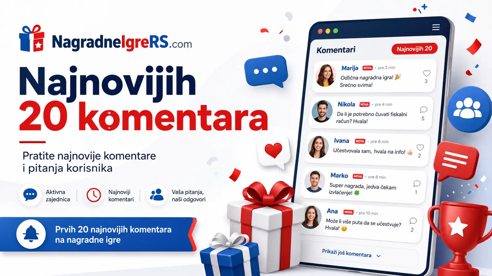 Najnoviji komentari na portalu za nagradne igre u Srbiji