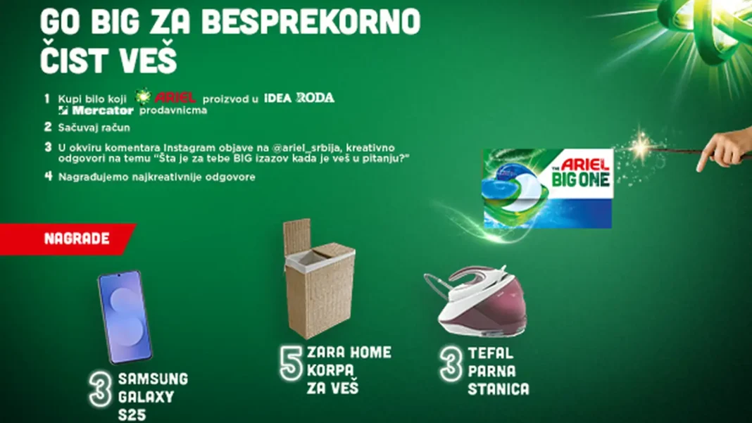 Ariel nagradna igra 2026: Go BIH za besprekorno čist veš