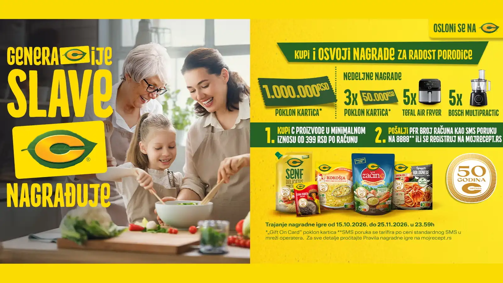 C nagradna igra na Mojrecept: Generacije slave C nagrađuje